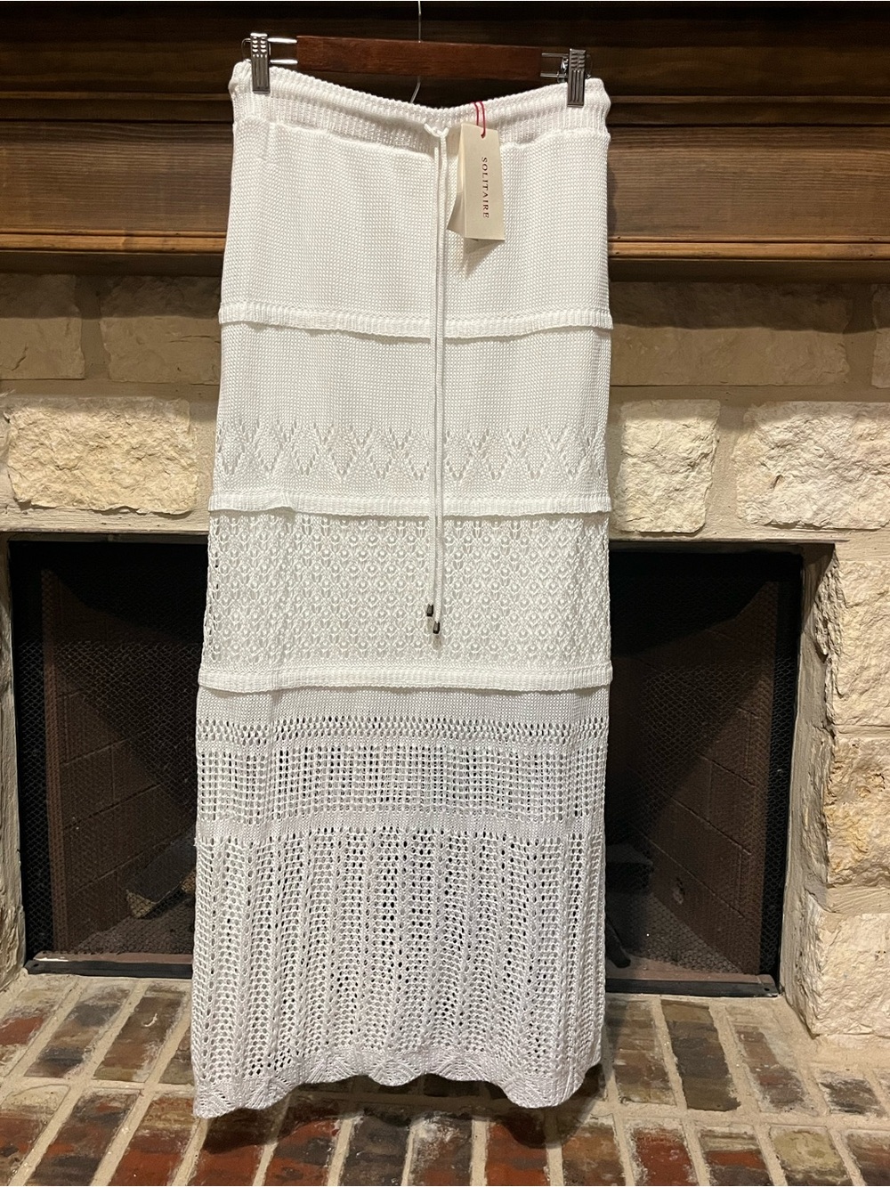 Solitaire White Pull-On Knit Maxi Skirt